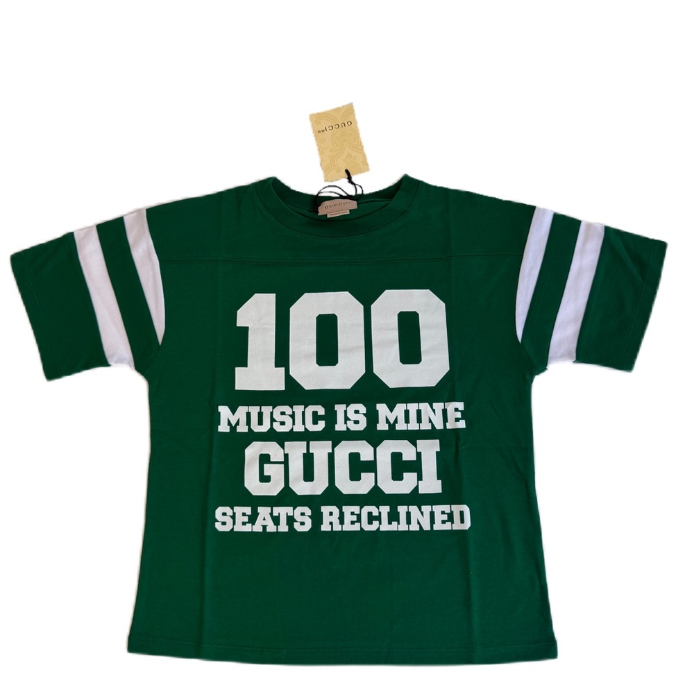 Gucci Unisex Kids Graphic Green 'Music is Mine' Tee Size 6